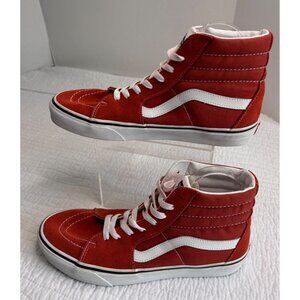 Vans Sk8-Hi Red & White High-Top Sneakers Mens 9.5/Women11 Suede Canvas Casual